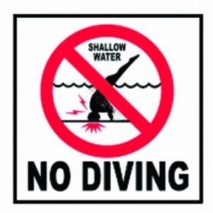 NON-SKID NO DIVING DEPTH MARKER TILE - 5" (NPT - DM702-05)