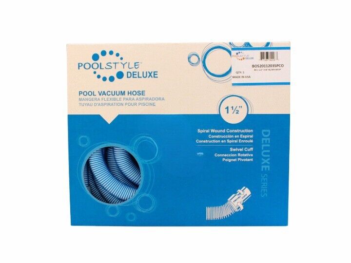 1.5"x25' DELUXE SERIES VAC HOSE W/ SWIVEL CUFF PS780 (POOLSTYLE- BO520112025PCO)