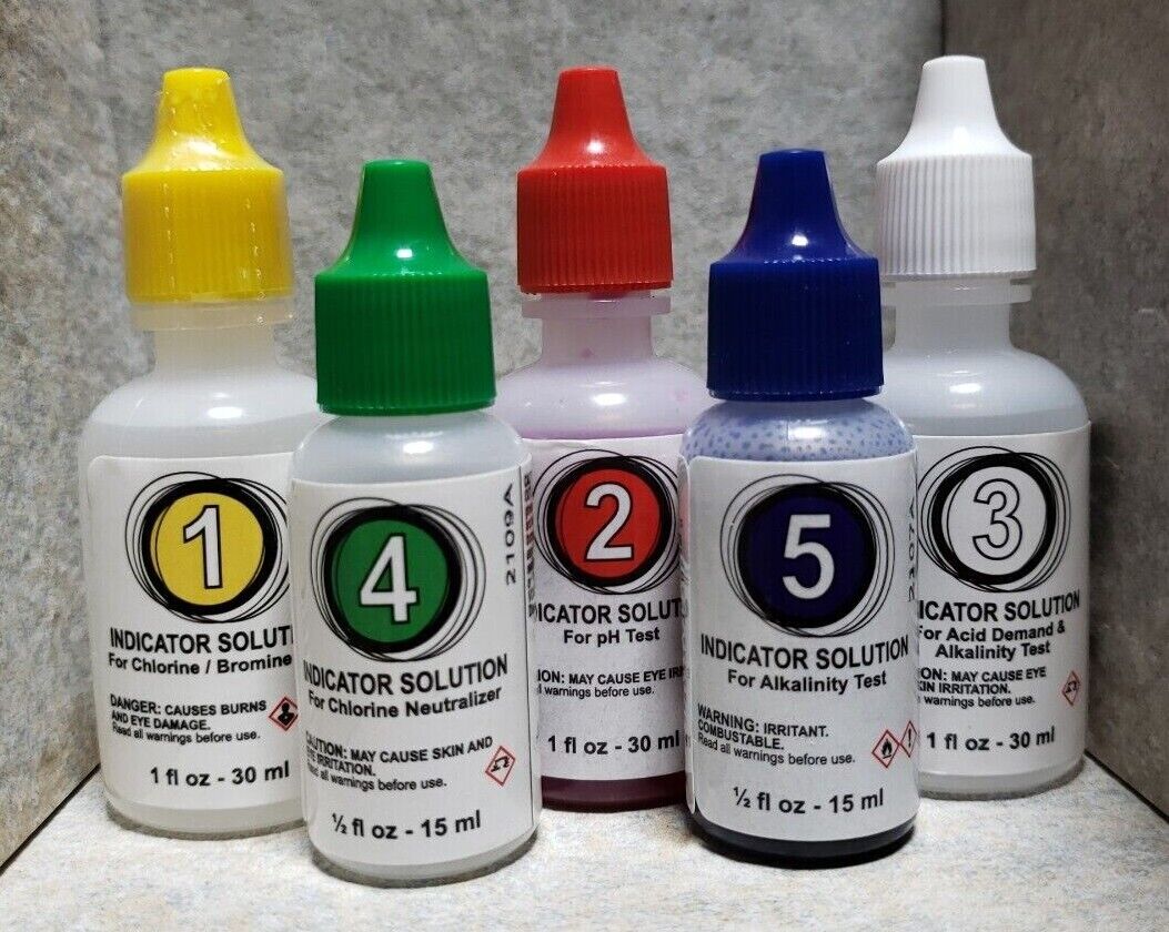 #1 - #5 POOLMASTER / POOLSTYLE TEST KIT REAGENTS **10 PACK! 2 Full sets! - Image 4