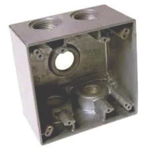 2-GANG BOX 2-5/8" DEEP WITH FIVE 1" OUTLET HOLES (ORBIT - 2DB100-5)
