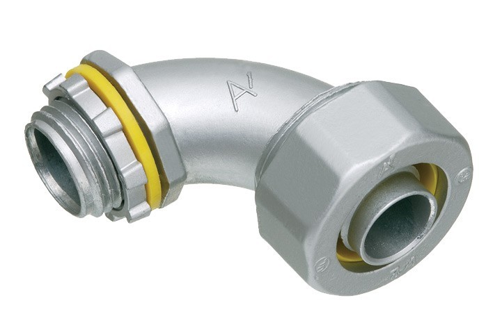1/2" ZINC DIE CAST LIQUID TIGHT CONNECTOR WITH 90 DEGREE (ORBIT - LT9050)