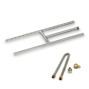 18"X6" STAINLESS STEEL NATURAL GAS H-STYLE BURNER (AMERICAN FIRE GLASS  SS-H-18)
