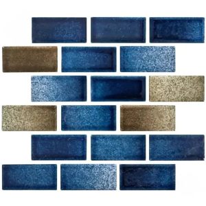 1" X 2" BLENDED BRICK MIX MOSAIC TILE BLUE/GRAY SOLD BY THE SQFT (NPT - MASBBM2)