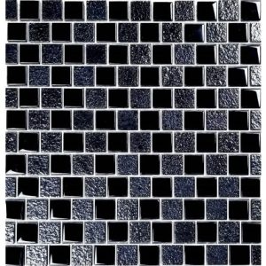 1" X 1" SIGNATURE GLASS TILE BLENDS BLACK  SOLD BY THE SQFT (NPT - SS82323K1)