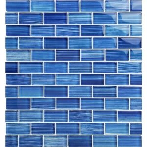 1" X 2" WATERCOLORS GLASS TILE BLENDS BLUE SOLD BY THE SQFT  (NPT - GW82348B10)