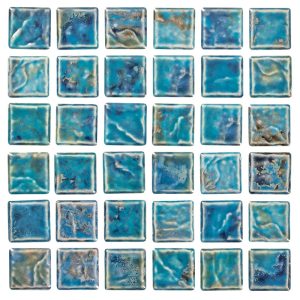 1" X 1" VOLCANO GLOSSY TILE AQUA BLUE SOLD BY THE SQFT (NPT - MASSV111)